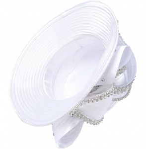 Sun Hats Women's Dressy Church Baptism Wedding Derby Hat - Rhinestone-white - C718C3HQ9W4