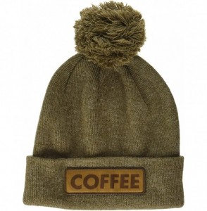 Skullies & Beanies Men's The Vice Fine Knit Cuffed Pom Beanie Hat - Heather Brown - C018CZN3Y4L