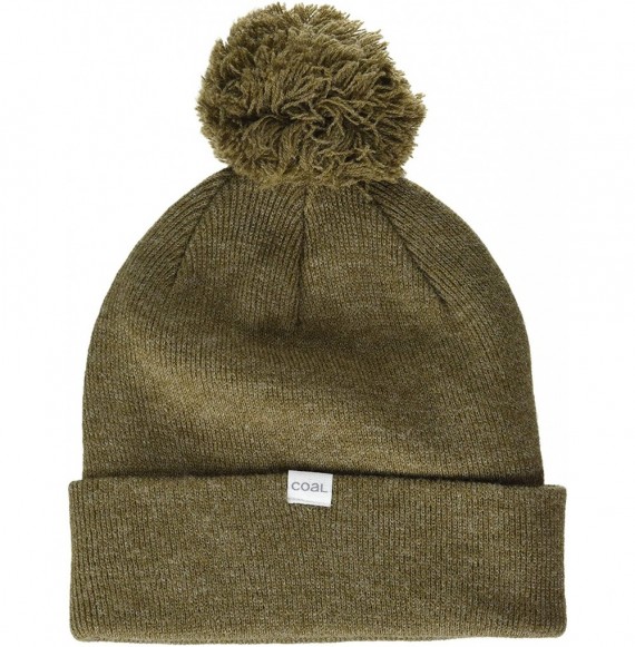 Skullies & Beanies Men's The Vice Fine Knit Cuffed Pom Beanie Hat - Heather Brown - C018CZN3Y4L