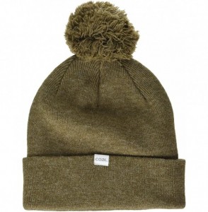 Skullies & Beanies Men's The Vice Fine Knit Cuffed Pom Beanie Hat - Heather Brown - C018CZN3Y4L