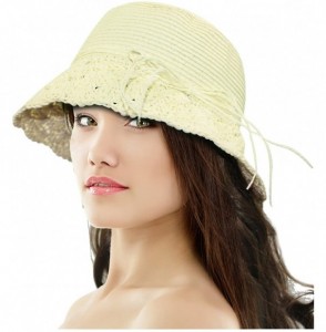 Sun Hats Women's Summer Sun Hat Bucket Hat - Crochet Brim - Cream - CN11L1P6W8T