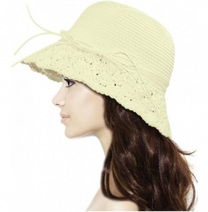 Sun Hats Women's Summer Sun Hat Bucket Hat - Crochet Brim - Cream - CN11L1P6W8T