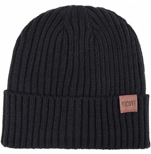 Skullies & Beanies Winter Knit Beanie Hats for Men and Women Warm Fleece Stretch Slouchy Skull Cap - Black Dark - CV18IUDI2SI