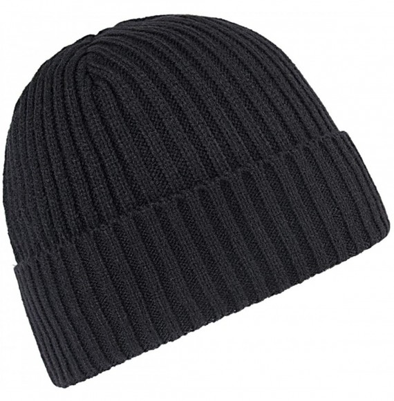 Skullies & Beanies Winter Knit Beanie Hats for Men and Women Warm Fleece Stretch Slouchy Skull Cap - Black Dark - CV18IUDI2SI