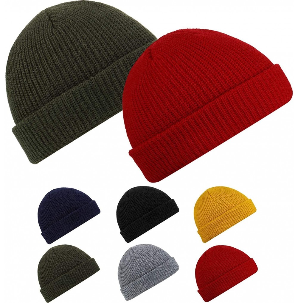 Skullies & Beanies Trawler Beanie Watch Hat Roll up Edge Skullcap Fisherman Beanie for Men Women - Red- Green - CV18ASKGKAA