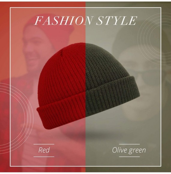 Skullies & Beanies Trawler Beanie Watch Hat Roll up Edge Skullcap Fisherman Beanie for Men Women - Red- Green - CV18ASKGKAA