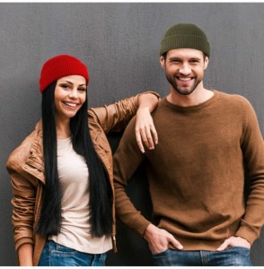 Skullies & Beanies Trawler Beanie Watch Hat Roll up Edge Skullcap Fisherman Beanie for Men Women - Red- Green - CV18ASKGKAA