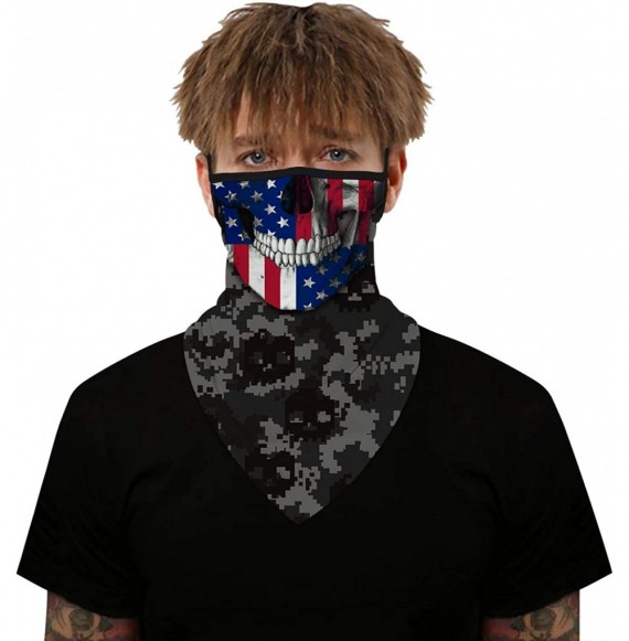 Balaclavas Men Women American Flag Face Scarf Bandana Ear Loops Face Balaclava Neck Gaiters for Dust Mask - C7198ROEARK