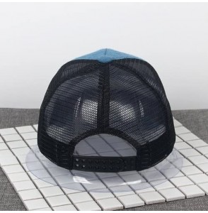 Baseball Caps Unisex Plain Baseball Trucker Caps Mesh Hat Adjustable Snapback Hat 5 Panel Cap - Black/Blue - CW17YU2CLLQ