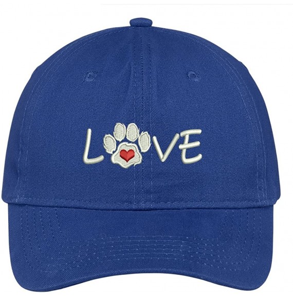 Baseball Caps Paw Print Heart Love Embroidered Low Profile Soft Cotton Brushed Cap - Royal - CH12O6THS14