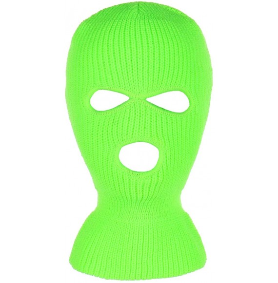 Balaclavas Knitted 3-Hole Full Face Cover Ski Mask - Lime - CG182EYQEHD