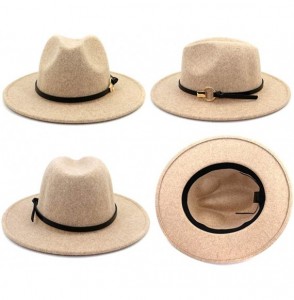 Fedoras Women Belt Buckle Wool Wide Brim Fedora Hat - Circular Belt Beige - CM1938NR2NN