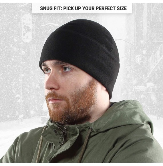 Skullies & Beanies Black Lightweight 170 Fleece Watch Cap - Men Women - Army Skull Beanie Hat - Black - CG18X707K9W