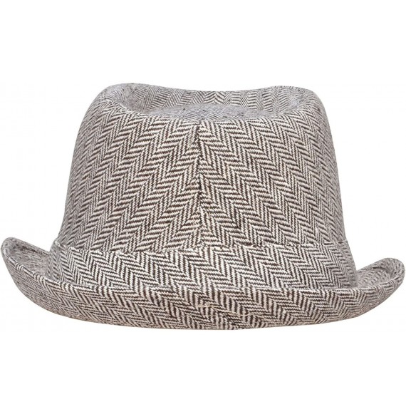 Fedoras Classic Gangster Stain-Resistant Crushable Gentleman's Fedora - Brown/White - C212O0W922O