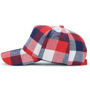 Baseball Caps Stylish Tartan Plaid Baseball Caps for Men Women Adjustable Outdoor Curved Visor Cotton Hats - Rednavywhite - C...