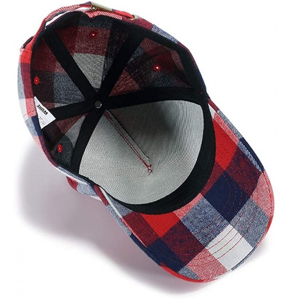 Baseball Caps Stylish Tartan Plaid Baseball Caps for Men Women Adjustable Outdoor Curved Visor Cotton Hats - Rednavywhite - C...