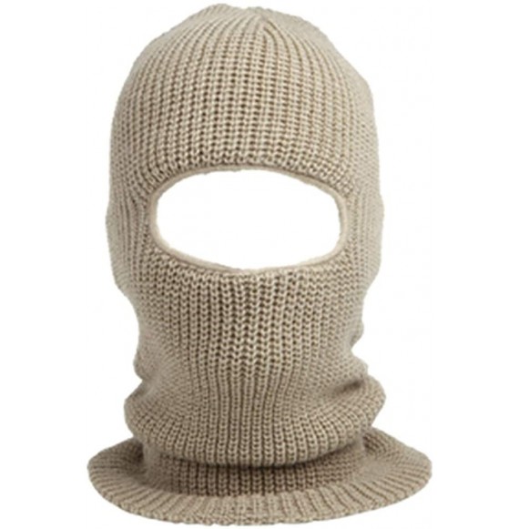 Skullies & Beanies Unisex Thick Knit One Hole Ninja Balaclava Snowboarding Face Mask - Taupe - CE11QNLNN65