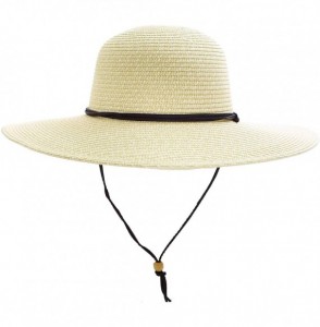 Sun Hats Women's UPF 50+ Wide Brim Braided Straw Sun Hat with Lanyard - Ivory - CV12J7NZG79