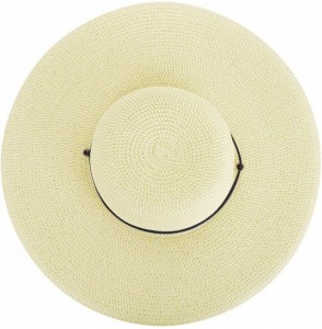 Sun Hats Women's UPF 50+ Wide Brim Braided Straw Sun Hat with Lanyard - Ivory - CV12J7NZG79