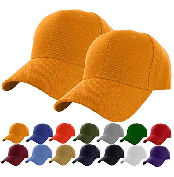 Baseball Caps Set of 2 Plain Adjustable Baseball Cap Classic Adjustable Hat Men Women Unisex Ballcap 6 Panels - Gold-2pack - ...