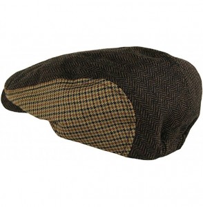 Newsboy Caps Men's Classic Herringbone Tweed Wool Blend Newsboy Ivy Hat (Large/X-Large- Charcoal) - Twotone Dk.brown - CI1866...