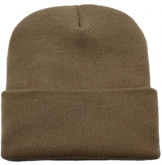 Skullies & Beanies Classic Cuff Beanie Hat Winter Skully Hat Knit Ski Hat Toque Made in USA - Khaki - CI188EZGCDK