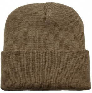 Skullies & Beanies Classic Cuff Beanie Hat Winter Skully Hat Knit Ski Hat Toque Made in USA - Khaki - CI188EZGCDK