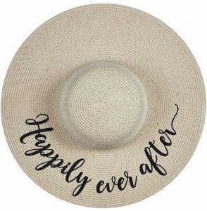 Sun Hats Womens Embroidered Straw Sun Hat Bridal Shower Gift Bachelorette Honeymoon - Happily Ever After - CC18O6ATHKW