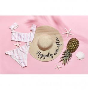 Sun Hats Womens Embroidered Straw Sun Hat Bridal Shower Gift Bachelorette Honeymoon - Happily Ever After - CC18O6ATHKW