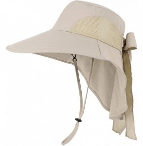 Sun Hats Men/Womens Foldable Flap Cover UPF 50+ UV Protective Wide Brim Bucket Sun Hat - Ponytail_khaki - C6180OQLNWK