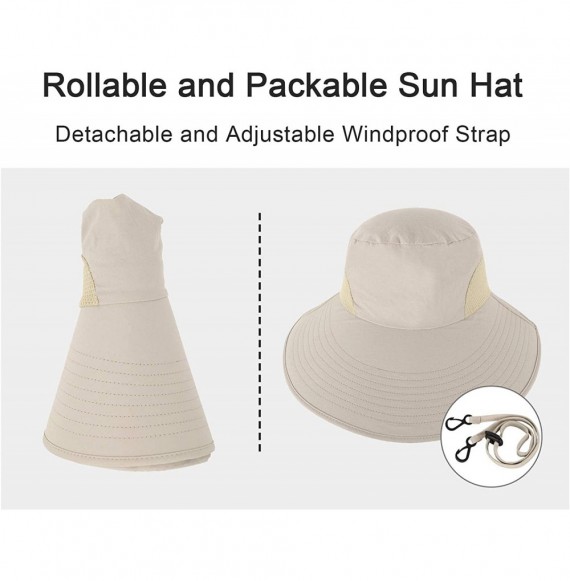 Sun Hats Men/Womens Foldable Flap Cover UPF 50+ UV Protective Wide Brim Bucket Sun Hat - Ponytail_khaki - C6180OQLNWK