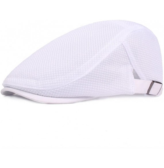 Newsboy Caps Mens Summer Mesh Adjustable Flat Ivy Newsboy Cabbie Gatsby Golf Sun Hat Cap - White - CN18E3C0O9H