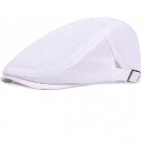 Newsboy Caps Mens Summer Mesh Adjustable Flat Ivy Newsboy Cabbie Gatsby Golf Sun Hat Cap - White - CN18E3C0O9H