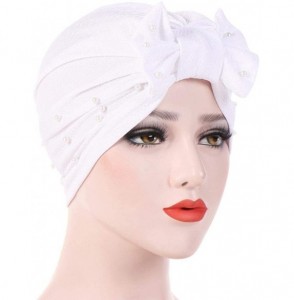 Skullies & Beanies Women Cancer Bow Chemo Hat Beanie Turban Head Wrap Cap with Bowknot - Whiteb - C418HCOSW3G