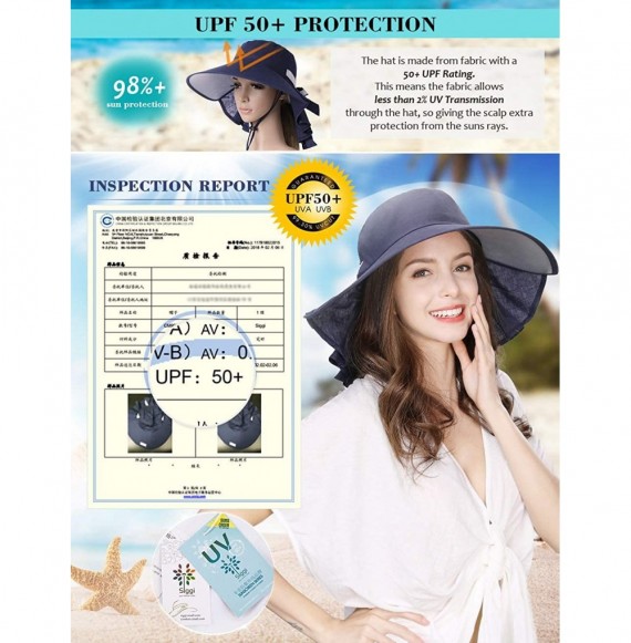 Sun Hats Womens Packable SPF 50 Ponytail Sun Hat Summer Mask Hiking Gardening Beach Fishing 57-59cm - 99001navy - CT18SR7HCH4