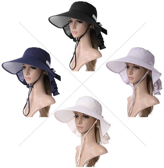 Sun Hats Womens Packable SPF 50 Ponytail Sun Hat Summer Mask Hiking Gardening Beach Fishing 57-59cm - 99001navy - CT18SR7HCH4