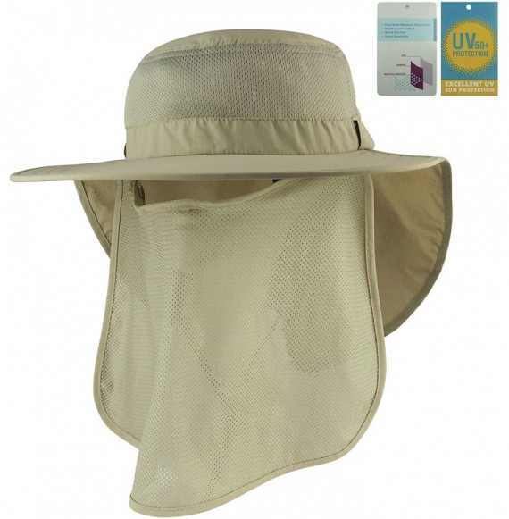 Sun Hats Taslon UV Large Bill Flap Cap - Khaki - CC11LV4GZHX