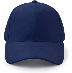 Baseball Caps Suede Baseball Cap- Unisex Faux Suede Leather Classic Adjustable Plain Hat Baseball Cap - Navy - C0183RE8WT9