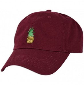 Baseball Caps Pineapple Embroidery Dad Hat Baseball Cap Polo Style Unconstructed - Burgundy - CS182GQTEIQ