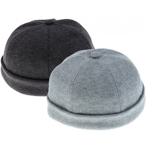 Skullies & Beanies 2X Mechanic Biker Men Docker Hats Skullcap Board Beanie Hook & Loop Cap - Neutral &Dark Grey - CL180XLQLSA