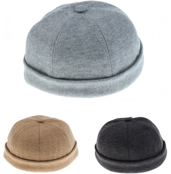 Skullies & Beanies 2X Mechanic Biker Men Docker Hats Skullcap Board Beanie Hook & Loop Cap - Neutral &Dark Grey - CL180XLQLSA