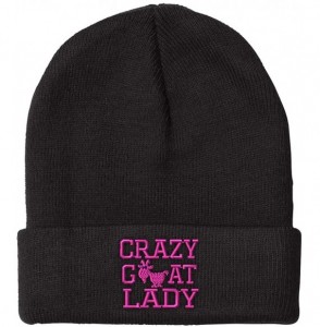 Skullies & Beanies Beanie for Men & Women Crazy Goat Lady Pink Embroidery Skull Cap Hat 1 Size - Black - CN18A96IIKQ