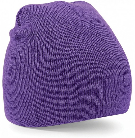 Skullies & Beanies Plain Basic Knitted Winter Beanie Hat - Purple - CB12NQASYVL