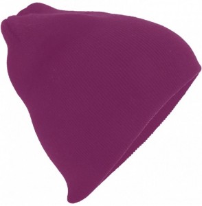 Skullies & Beanies Plain Basic Knitted Winter Beanie Hat - Purple - CB12NQASYVL