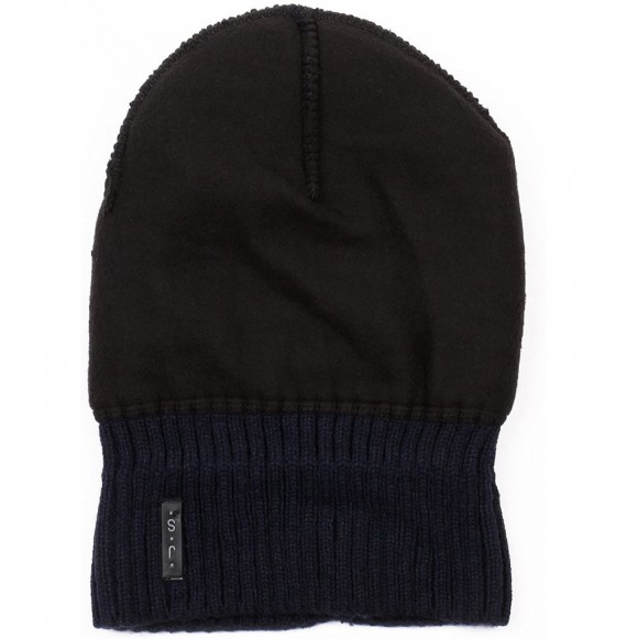 Skullies & Beanies Trendy Warm Ribbed Beanie Thick Slouchy Stretch Cable Knit Hat Soft Unisex Solid Skull Cap - Navy - CP188I...