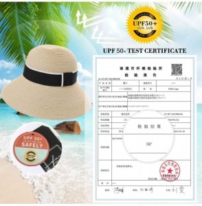 Sun Hats Womens Floppy Summer Sun Beach Straw Hat UPF50 Foldable Wide Brim 55-60cm - 00759_beige - CG18THQ8TST