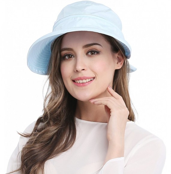 Sun Hats Wide Large Brim Sun Hat Summer UV Protection Thin Hat 2 in 1 Beach Sun Hat - Blue - CS12NA4JTRK