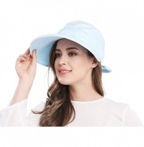 Sun Hats Wide Large Brim Sun Hat Summer UV Protection Thin Hat 2 in 1 Beach Sun Hat - Blue - CS12NA4JTRK