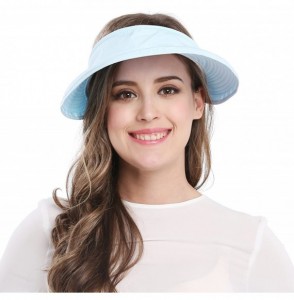 Sun Hats Wide Large Brim Sun Hat Summer UV Protection Thin Hat 2 in 1 Beach Sun Hat - Blue - CS12NA4JTRK