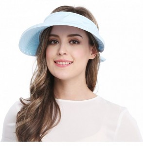 Sun Hats Wide Large Brim Sun Hat Summer UV Protection Thin Hat 2 in 1 Beach Sun Hat - Blue - CS12NA4JTRK